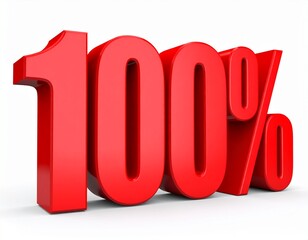 100% icon 3d rendering isolated on white background cartoon plastic style icon