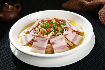Chinese cuisine, Cantonese cuisine, salted meat with bamboo shoots