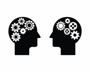 Gears in the Mind silhouette vector illustration
