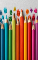 Vibrant Selection of Colorful Pencils and Paints for Artistic Creations and Crafts