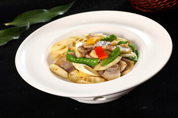 Chinese cuisine, Cantonese cuisine, salted meat stir fried with winter bamboo shoots