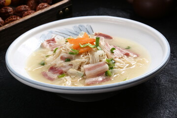 Chinese cuisine, Cantonese cuisine, salted meat, paper scraps, bamboo shoots