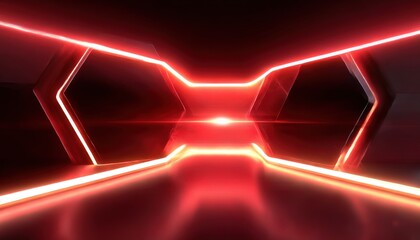 Futuristic tunnel with glowing red lines