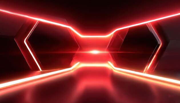 Futuristic tunnel with glowing red lines