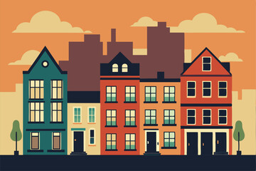 Naklejka premium hand sketched urban house fronts in a row great f.eps