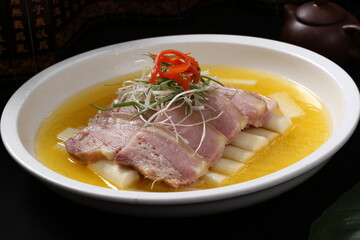 Chinese cuisine, Cantonese cuisine, salted meat and steamed yam