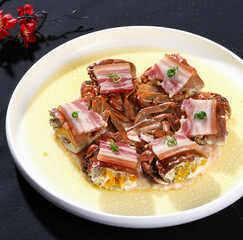 Chinese cuisine, Cantonese cuisine, salted meat, steamed hairy crab