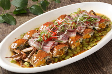 Chinese cuisine, Cantonese cuisine, salted meat, steamed hairy crab