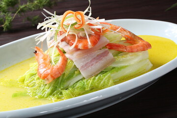 Chinese cuisine, Cantonese cuisine, salted meat, shrimp, dried baby bok choy