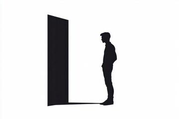 Obraz premium Man in L Pose at Wall icon vector illustration isoleted on white background in black silhouette complex photo.