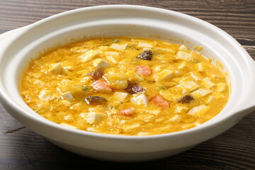 Chinese cuisine, Cantonese cuisine, salted egg yolk and shiitake mushrooms