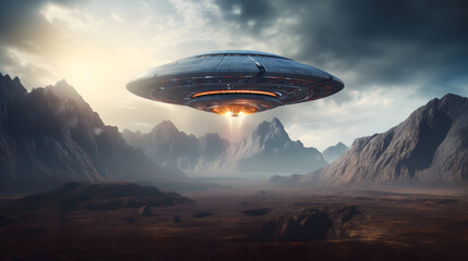 ufo flying over the city