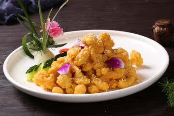 Chinese cuisine, Cantonese cuisine, salted egg yolk tofu
