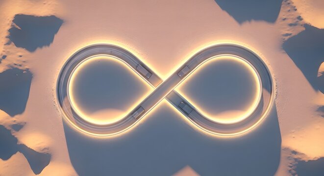 Illuminated Infinity Road: Aerial View of Futuristic Desert Highway