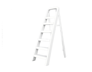 White Step Ladder Isolated on a Transparent Background Simple Clean Modern Vertical Perspective Isolated Transparent Background