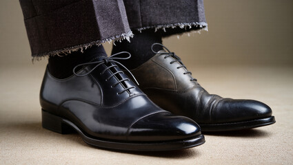 Elegant footwear showcasing unique design at a fashion event