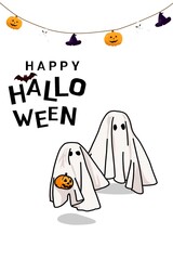 A cheerful and cute Halloween themed vector illustration. This design is perfect for social media, greeting cards, posters, wallpapers, or other kid friendly and non scary promotional materials. 