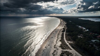 Coastal Landscape with Dramatic Sky