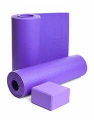 Purple yoga mats and block