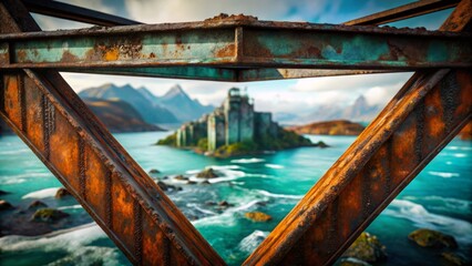 Island Castle Through Rusty Bridge