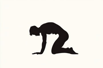 Naklejka premium Man in Wide-Legged Forward Bend icon vector illustration isoleted on white background in black silhouette complex photo.