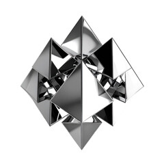 Abstract Geometric Composition Of Metallic Reflective Shapes Creating Dimension And Depth Isolated Transparent Background