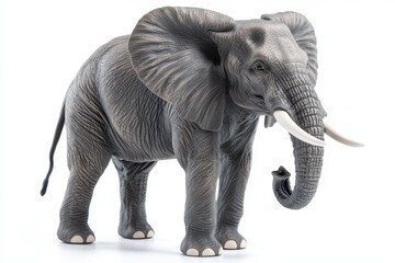Fototapeta premium Realistic Toy Elephant Figure Isolated on White Background