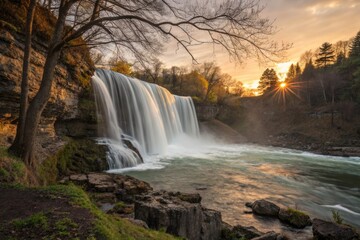 Waterfall at Sunset