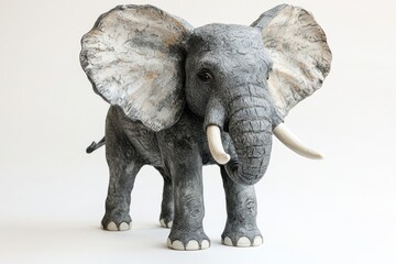 Fototapeta premium Realistic Elephant Figurine on White Background