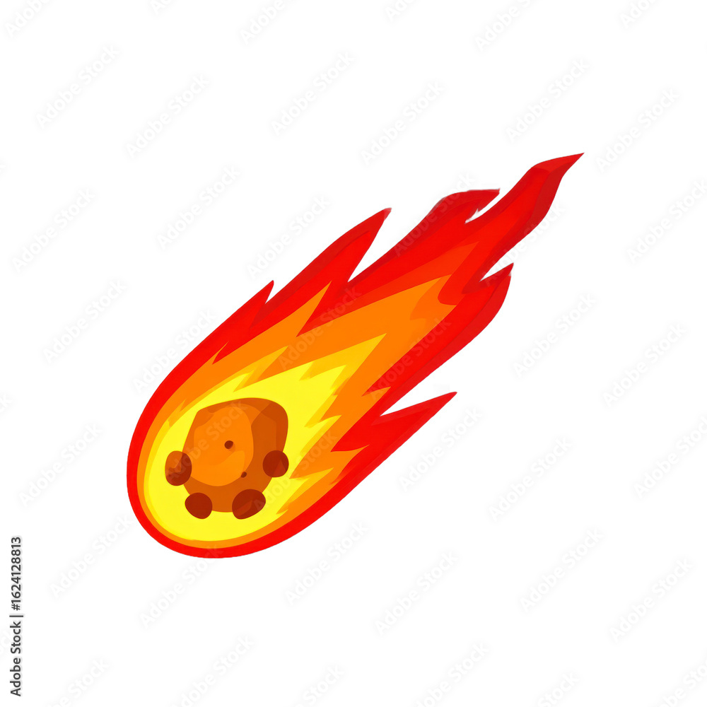 Aufkleber animated fiery celestial object glowing in orange yellow and red isolated transparent background
