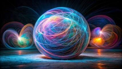 Abstract Energy Sphere with Light Trails