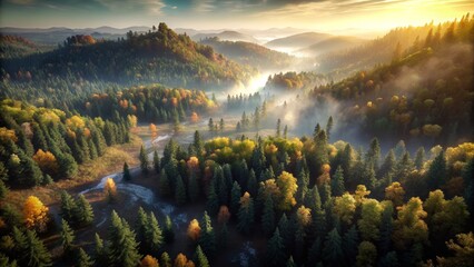 Misty Mountain Valley at Sunrise