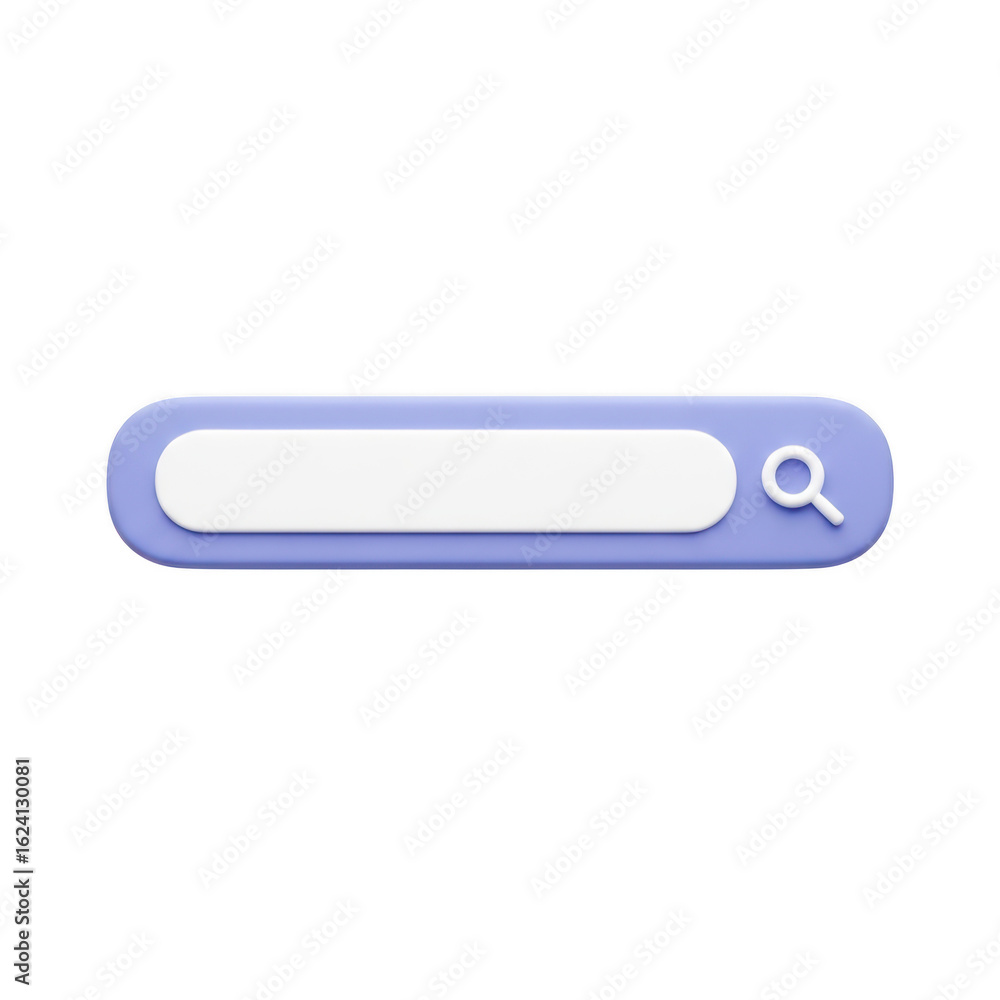 Poster 3d icon of search bar with magnifier icon isolated on transparent background