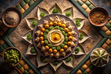 Middle Eastern Hummus Platter with Vegetables