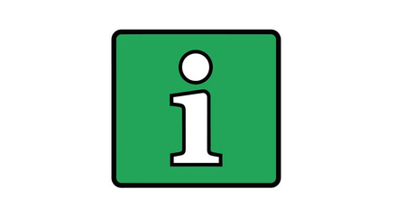 Simple information icon with a lowercase letter 'i' inside a green rounded square, representing help and support.