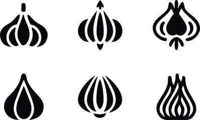 garlic vector icon set, garlic silhouette vector illustration isolated on transparent png