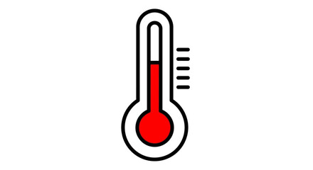 Temperature Warning Thermometer Icon – Red Level Vector