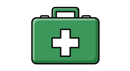 Fototapeta premium A simple graphic of a green first aid box, a symbol of emergency medical care, safety, and health preparedness.