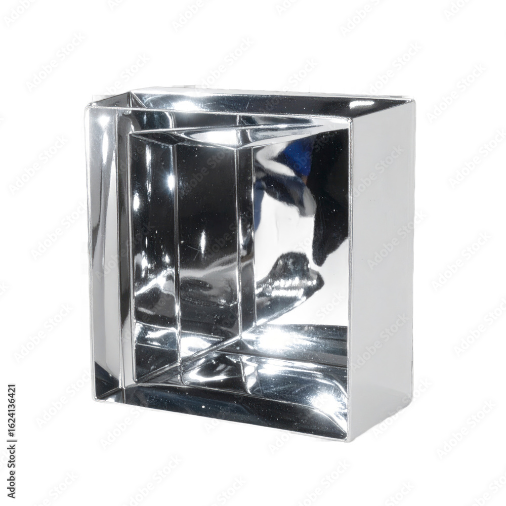 Poster geometric shiny crystal prism object reflecting light on transparent background isolated transparent