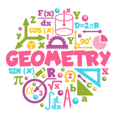 Geometry. A set of scientific icons. Isolated on white background. Vector illustration.