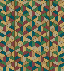 trapezes, diamond, hexagon shapes. vector seamless pattern. dark repetitive background. geometric fabric swatch. wrapping paper. continuous design template for textile, home decor