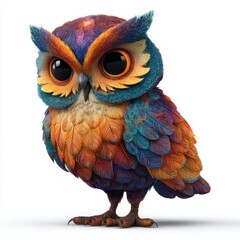 Enchanting Owl: A captivating, photorealistic owl showcases vibrant and intricate details, exuding charm and wonder.
