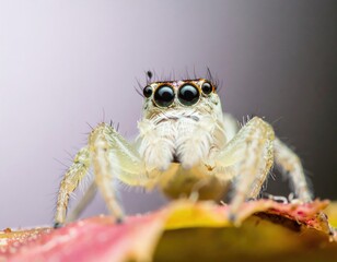Close-up of a Jumping Spider on a Leaf