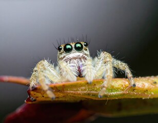 Close-up of a Jumping Spider on a Leaf
