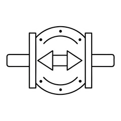 Circular valve with directional arrow indicating fluid flow suitable for technical diagrams and engineering concepts