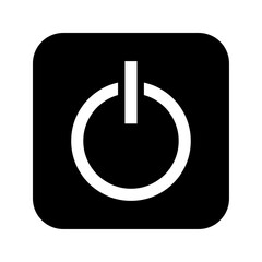 白抜き電源ボタンのアイコン｜Outlined Power Button Icon – Black Square Background for UI Design