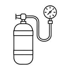 Illustration of a small pressurized expansion tank with connecting pipes and valves for plumbing systems
