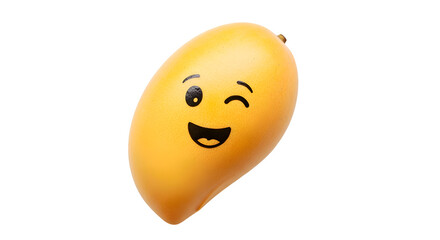 Fototapeta premium Smiling Mango Winks on Transparent Background, Shows Happy Fruit with Cartoon Face Design