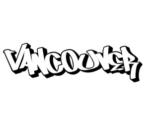 Obraz premium hand drawn graffiti calligraphy letters VANCOUVER city name isolated design in black and white
