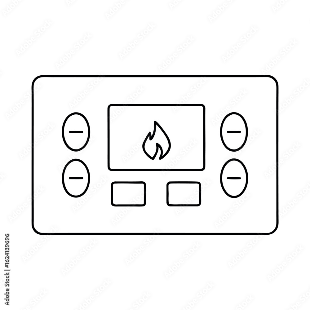 Poster modern rectangular heating control panel with digital display and buttons for smart home automation